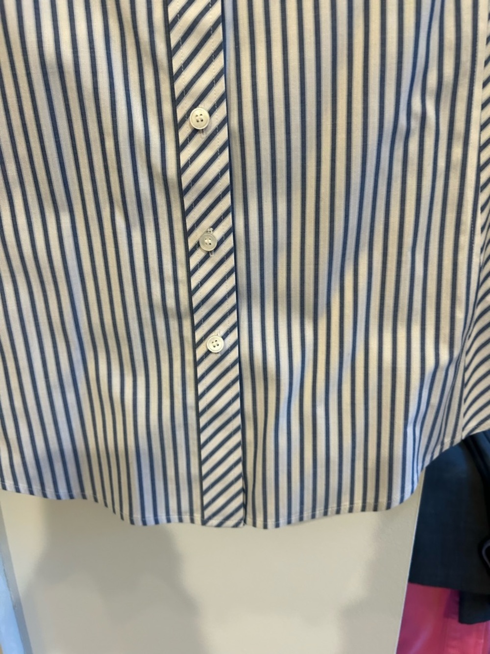 Talbots White and Blue Vertical Stripe Dress Shirt - Picture 3 of 8